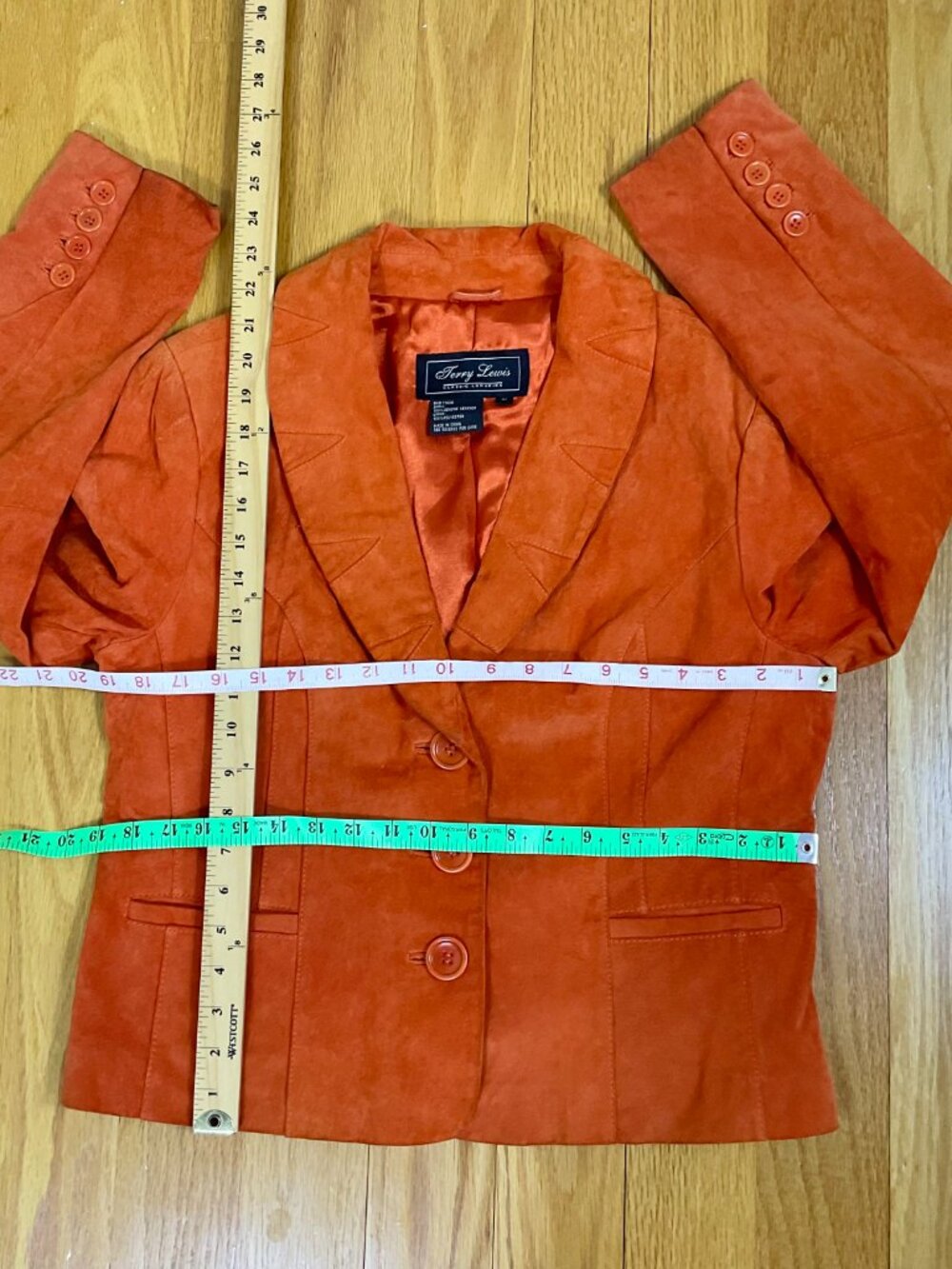Bernardo Suede Jacket Blazer Orange Leather (M) - Picture 9 of 9